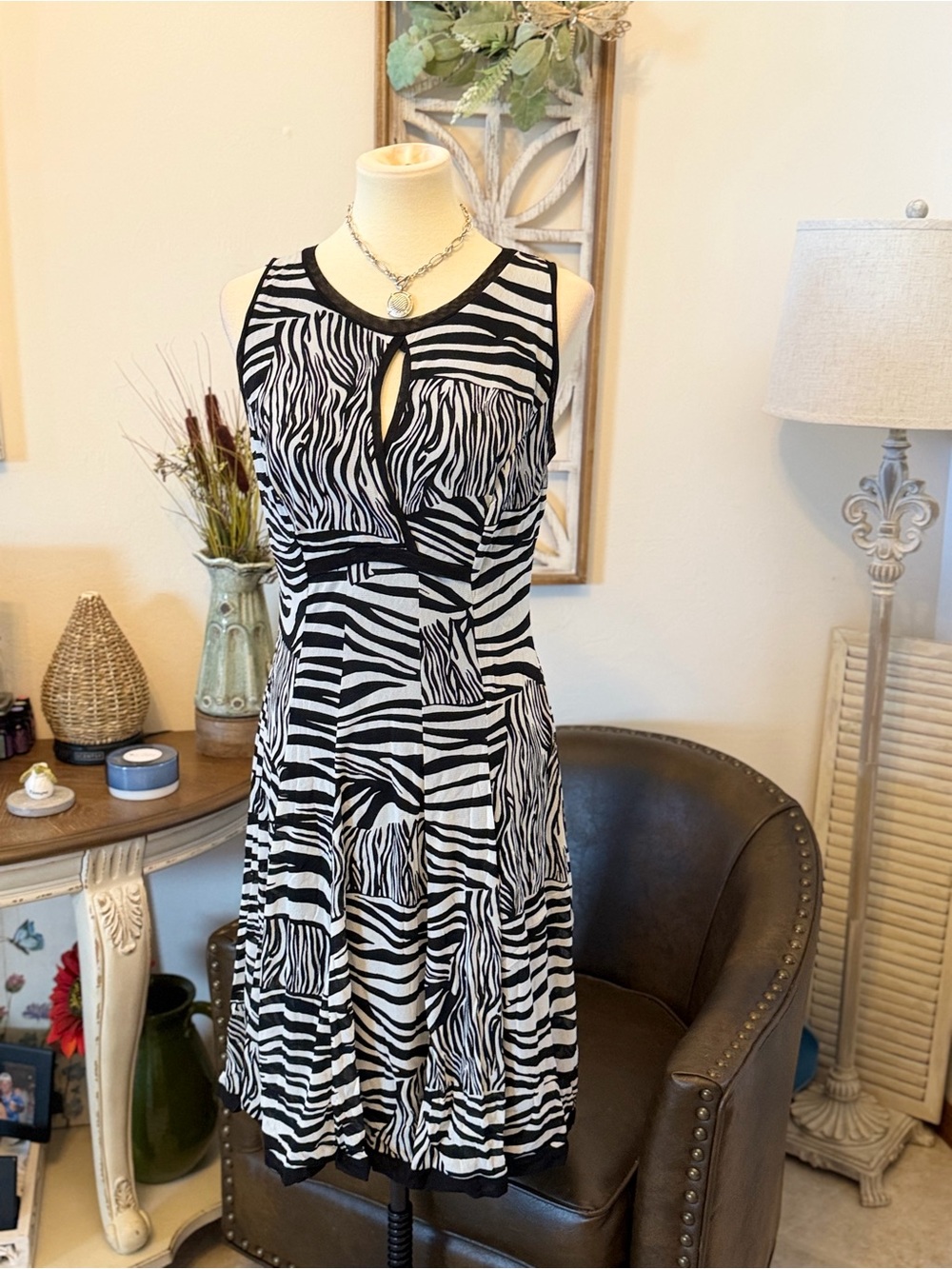Vintage Y2K Elana Kattan  Zebra print dress